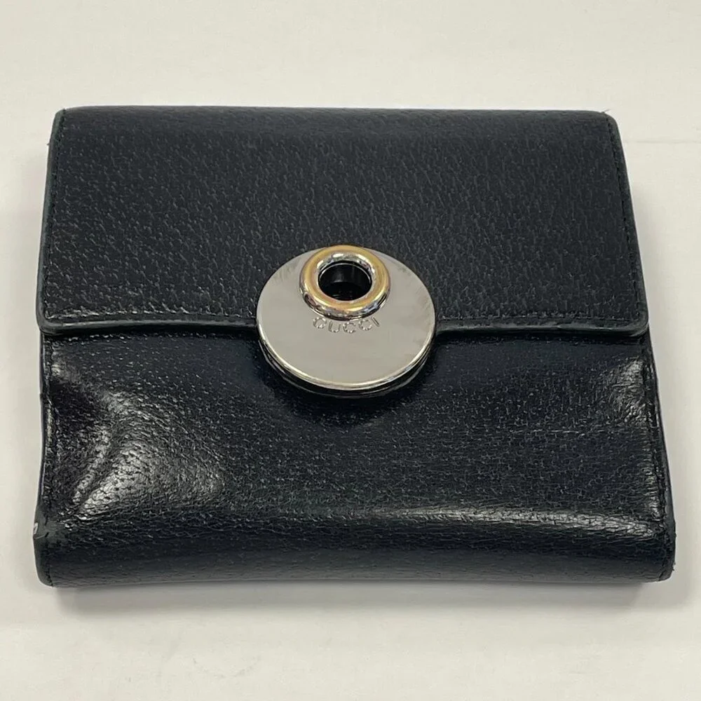 Gucci Eclipse Insignia Black Leather Compact Wallet - Preowned - Picture 6 of 14